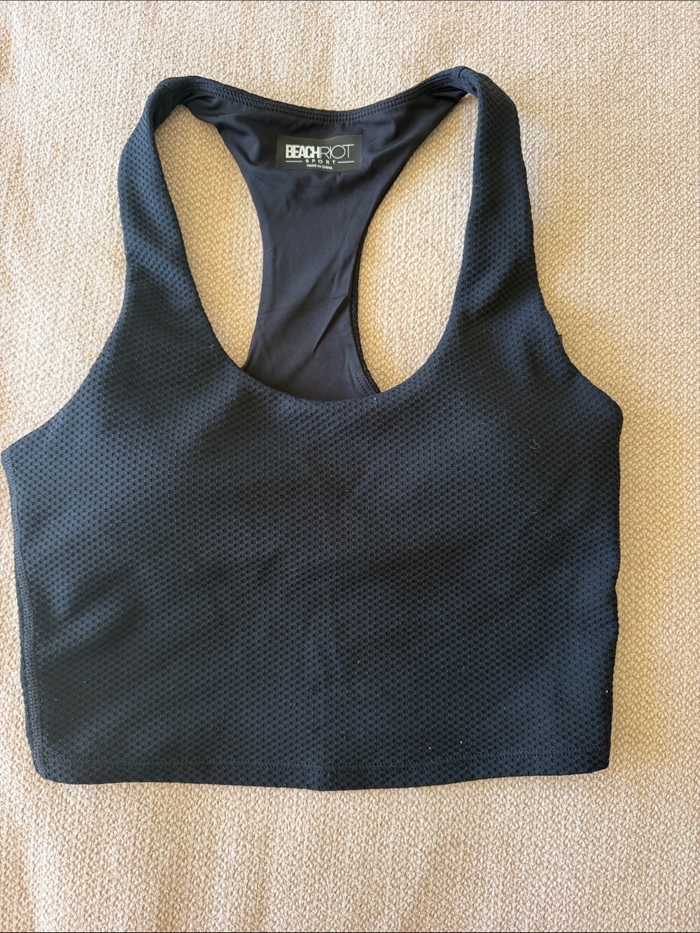 Beach Riot Black Textured Racerback Sports Bra. Size small